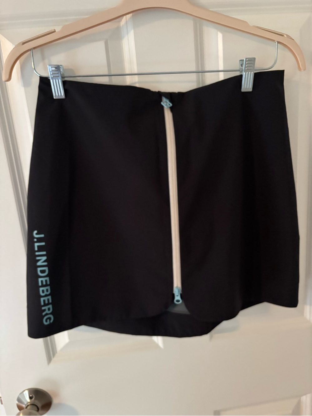 J.Lindeberg Black Mini Skort with Light Blue Logo and Accents